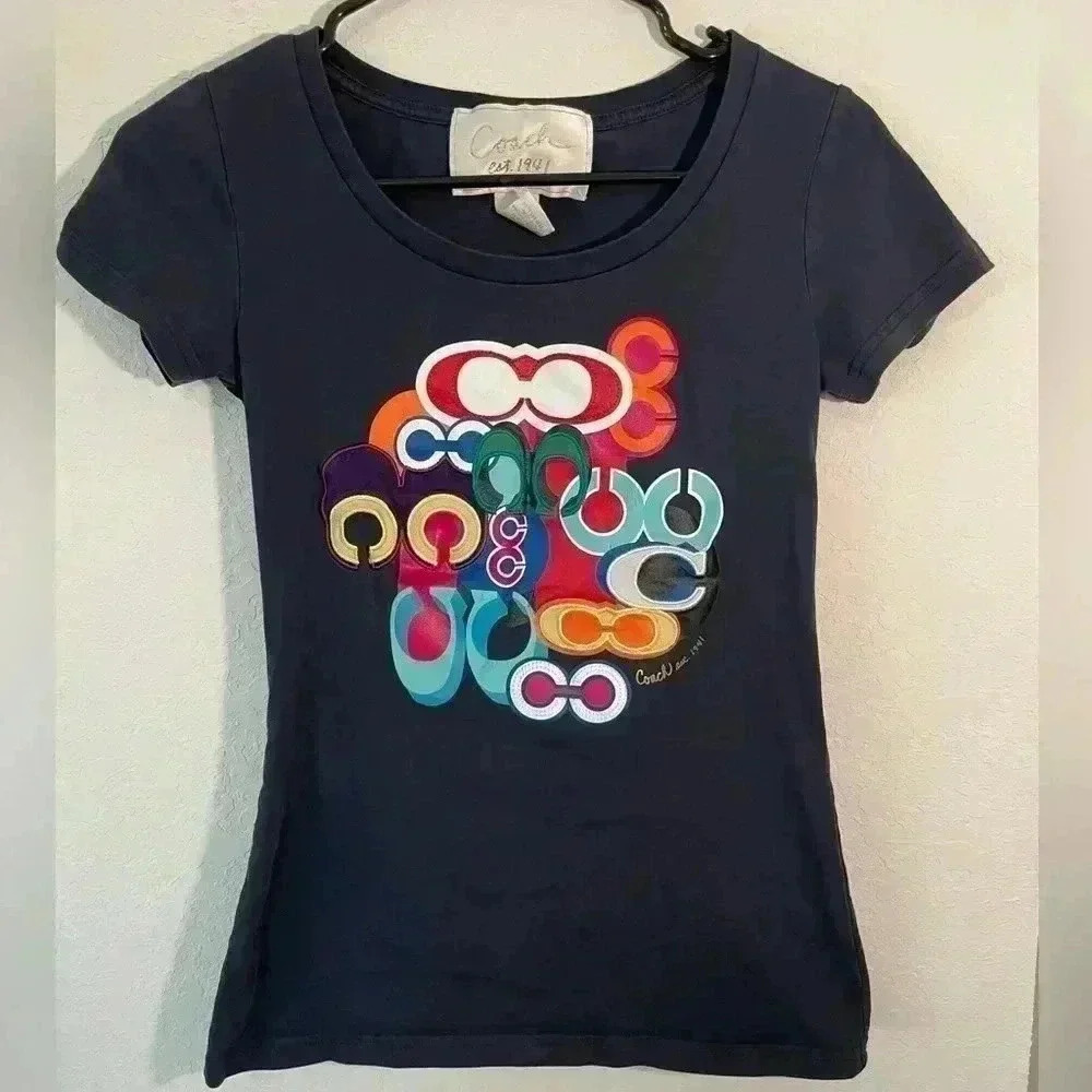 Coach Limited Edition Poppy Short Sleeve Vintage Y2K Tee Shirt Womens Size XS